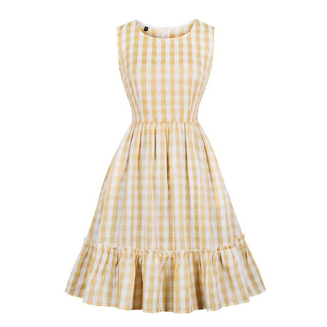 Plaid Dress  ( Yellow & White )