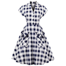 Load image into Gallery viewer, Plaid Dress ( Dark Blue &amp; White )