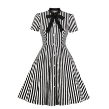 Load image into Gallery viewer, Stripes Tie Neck Shirt Dress