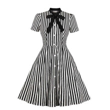 Load image into Gallery viewer, Stripes Tie Neck Shirt Dress