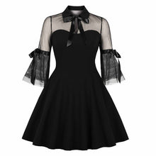 Load image into Gallery viewer, Keyhole Sash Tie  Mesh Illusion Dress