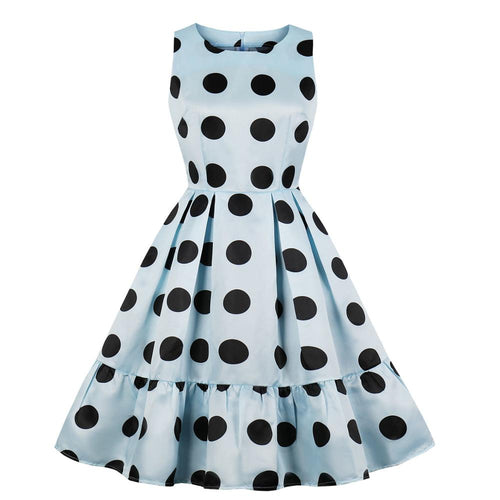 A Big Polka Dots in Blue Ruffle Dress