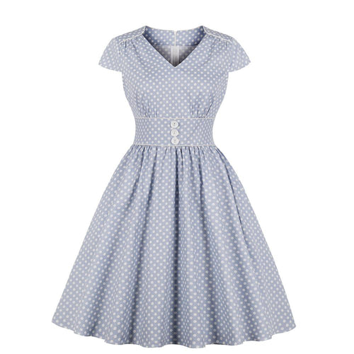 A Cap Sleeve Polka Dots Vintage Dress