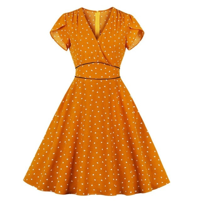 A Pink Polka Dots Orange Hearts Dress